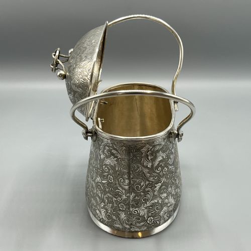 VICTORIAN ENGLISH SILVER PLATED BISCUIT BOX 1879 BY DEYKIN SONS - ADDITIONAL PHOTO 12