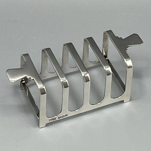 SOLID STERLING SILVER TOAST RACK 1944 MAPPIN WEBB ART DECO - ADDITIONAL PHOTO 1
