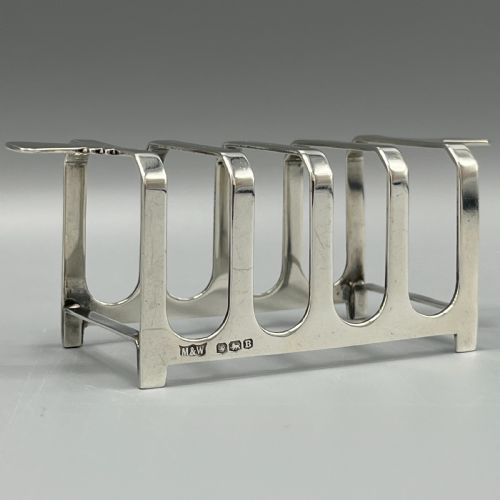 SOLID STERLING SILVER TOAST RACK 1944 MAPPIN WEBB ART DECO - ADDITIONAL PHOTO 2