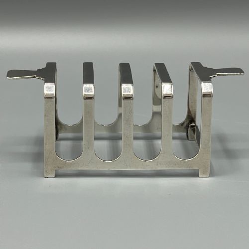 SOLID STERLING SILVER TOAST RACK 1944 MAPPIN WEBB ART DECO - ADDITIONAL PHOTO 5