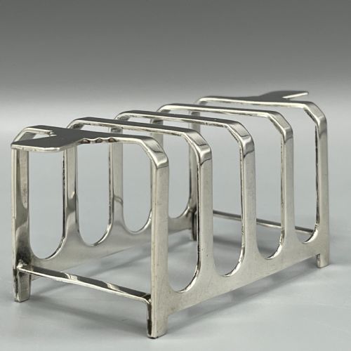 SOLID STERLING SILVER TOAST RACK 1944 MAPPIN WEBB ART DECO - ADDITIONAL PHOTO 6