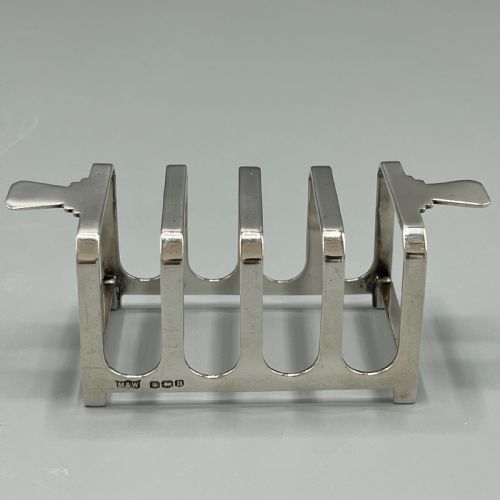 SOLID STERLING SILVER TOAST RACK 1944 MAPPIN WEBB ART DECO - ADDITIONAL PHOTO 9