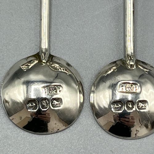 PAIR VICTORIAN SOLID STERLING SILVER SALTS SALT SPOONS IN FITTED CASE - ADDITIONAL PHOTO 13