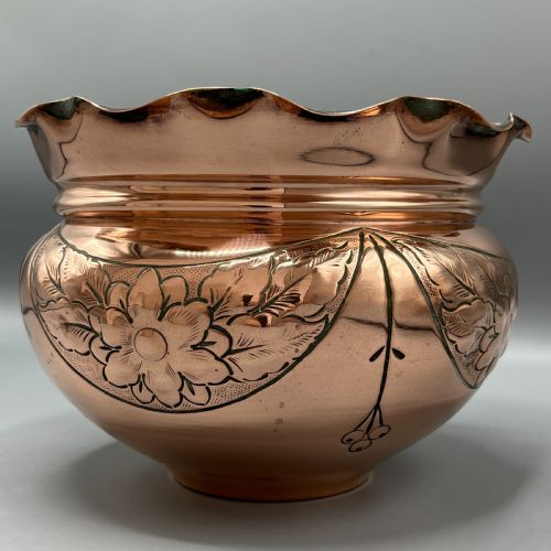 EDWARDIAN SOLID COPPER JARDINIERE PLANTER - ADDITIONAL PHOTO 2