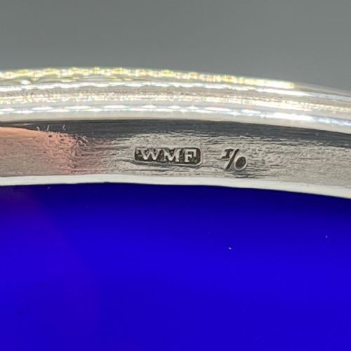 WMF GERMAN SILVER PLATED SMALL CURVED PLANTER TROUGH WITH ORIGINAL BLUE GLASS LINER - ADDITIONAL PHOTO 21