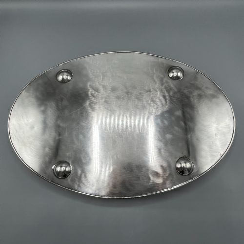 EDWARDIAN SILVER PLATED OVAL GALLERY SERVING TRAY - ADDITIONAL PHOTO 16