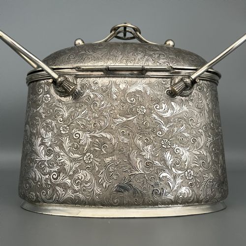 VICTORIAN ENGLISH SILVER PLATED BISCUIT BOX 1879 BY DEYKIN SONS - ADDITIONAL PHOTO 23