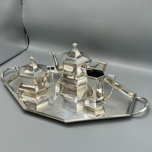 WMF SILVER PLATED TEA TRAY TEAPOT SUGAR BOWL CREAM JUG TEA SET - ADDITIONAL PHOTO 3