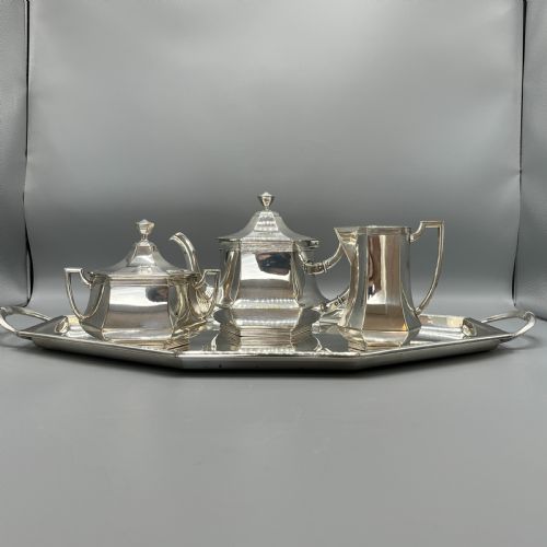 WMF SILVER PLATED TEA TRAY TEAPOT SUGAR BOWL CREAM JUG TEA SET - ADDITIONAL PHOTO 4