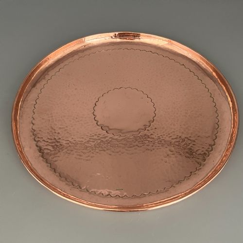 NEWLYN ARTS CRAFTS ROUND SOLID COPPER TRAY - ADDITIONAL PHOTO 2