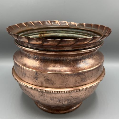 EDWARDIAN SOLID COPPER JARDINIERE PLANTER - ADDITIONAL PHOTO 1