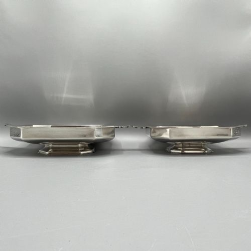 PAIR ART DECO SILVER PLATED ENGINE TURNED BOWLS DISHES TAZZAS BY MAPPIN WEBB - ADDITIONAL PHOTO 5