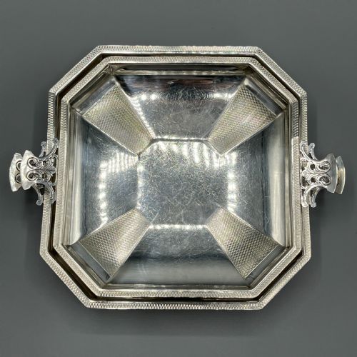 PAIR ART DECO SILVER PLATED ENGINE TURNED BOWLS DISHES TAZZAS BY MAPPIN WEBB - ADDITIONAL PHOTO 10