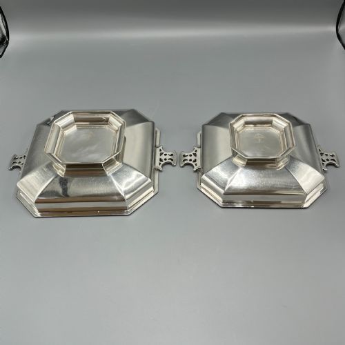 PAIR ART DECO SILVER PLATED ENGINE TURNED BOWLS DISHES TAZZAS BY MAPPIN WEBB - ADDITIONAL PHOTO 12