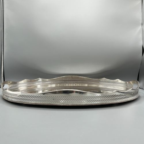 EXTRA LARGE SILVER PLATED GALLERY BUTLER SERVING TRAY - ADDITIONAL PHOTO 5