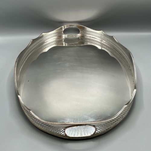 EXTRA LARGE SILVER PLATED GALLERY BUTLER SERVING TRAY - ADDITIONAL PHOTO 11