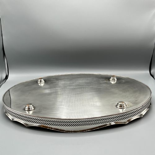 EXTRA LARGE SILVER PLATED GALLERY BUTLER SERVING TRAY - ADDITIONAL PHOTO 13