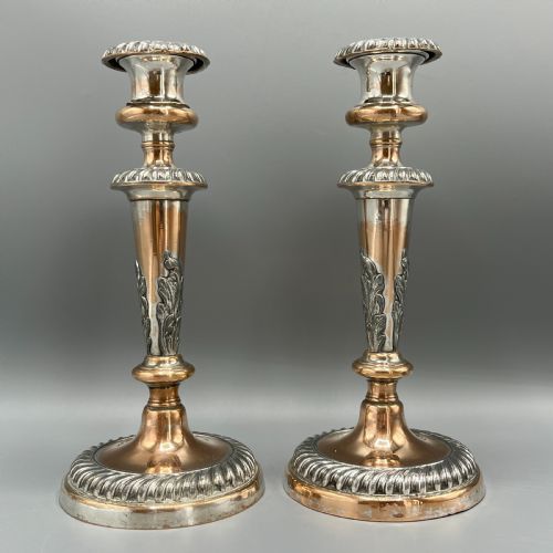 pair victorian silver plated candlesticks - CATEGORY: ANTIQUE LIGHTING - DATED VICTORIAN