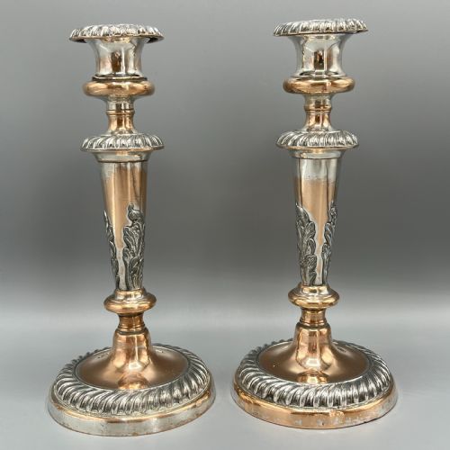PAIR VICTORIAN SILVER PLATED CANDLESTICKS - ADDITIONAL PHOTO 2