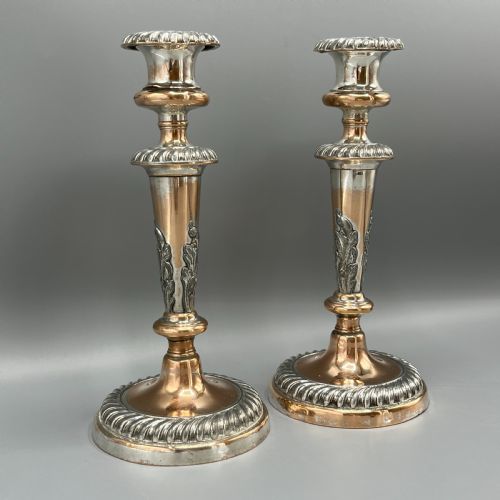 PAIR VICTORIAN SILVER PLATED CANDLESTICKS - ADDITIONAL PHOTO 4