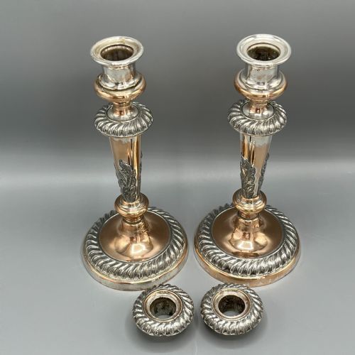 PAIR VICTORIAN SILVER PLATED CANDLESTICKS - ADDITIONAL PHOTO 12