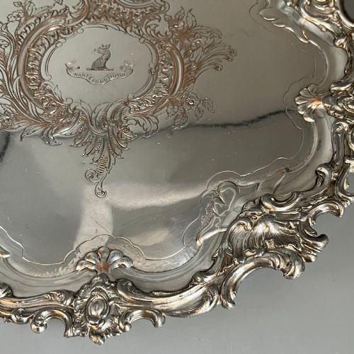 SHEFFIELD PLATED FOOTED SALVER TRAY WITH BYERS FAMILY CREST C1830 - ADDITIONAL PHOTO 21