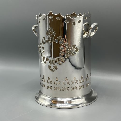 SILVER PLATED PIERCED WINE BOTTLE HOLDER SYPHON STAND - ADDITIONAL PHOTO 3