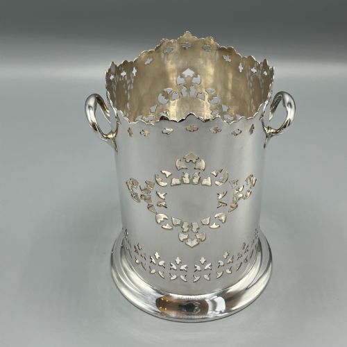 SILVER PLATED PIERCED WINE BOTTLE HOLDER SYPHON STAND - ADDITIONAL PHOTO 5