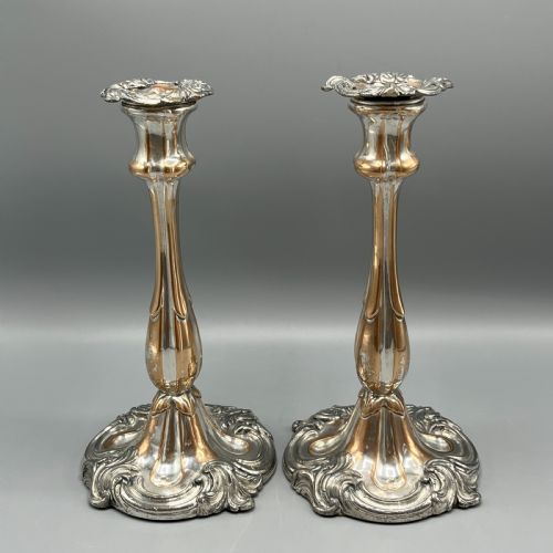 PAIR ART NOUVEAU SILVER PLATED CANDLESTICKS - ADDITIONAL PHOTO 3