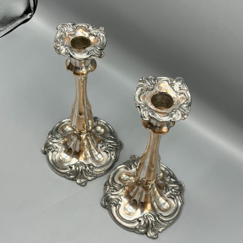 PAIR ART NOUVEAU SILVER PLATED CANDLESTICKS - ADDITIONAL PHOTO 6