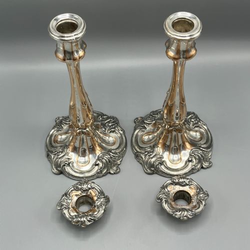 PAIR ART NOUVEAU SILVER PLATED CANDLESTICKS - ADDITIONAL PHOTO 8