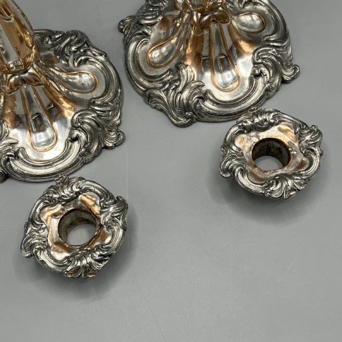 PAIR ART NOUVEAU SILVER PLATED CANDLESTICKS - ADDITIONAL PHOTO 10