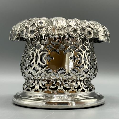 victorian silver plated wine coaster bottle holder english c1850 - CATEGORY: ANTIQUE SILVER - DATED 1850