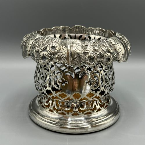 VICTORIAN SILVER PLATED WINE COASTER BOTTLE HOLDER ENGLISH C1850 - ADDITIONAL PHOTO 1