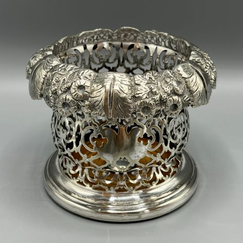 VICTORIAN SILVER PLATED WINE COASTER BOTTLE HOLDER ENGLISH C1850 - ADDITIONAL PHOTO 2