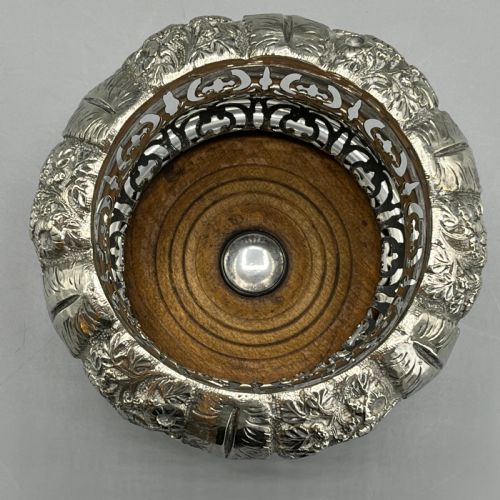 VICTORIAN SILVER PLATED WINE COASTER BOTTLE HOLDER ENGLISH C1850 - ADDITIONAL PHOTO 9