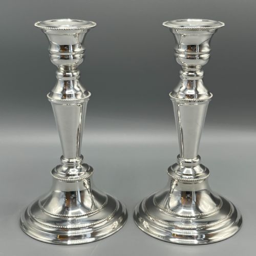 pair silver plated candlesticks - CATEGORY: ANTIQUE SILVER - DATED 1920