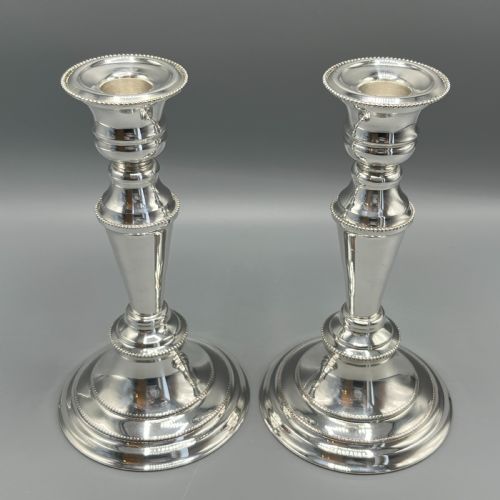 PAIR SILVER PLATED CANDLESTICKS - ADDITIONAL PHOTO 1