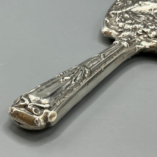 ART NOUVEAU STERLING SILVER HAND MIRROR REPOUSSE BIRDS 1903 - ADDITIONAL PHOTO 12