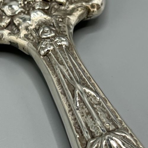 ART NOUVEAU STERLING SILVER HAND MIRROR REPOUSSE BIRDS 1903 - ADDITIONAL PHOTO 19
