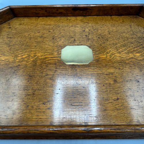 LARGE OAK GALLERY FOOTED COCKTAIL DRINKS TRAY - ADDITIONAL PHOTO 10
