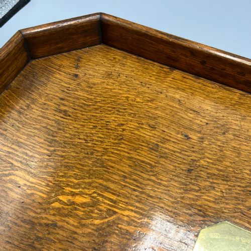LARGE OAK GALLERY FOOTED COCKTAIL DRINKS TRAY - ADDITIONAL PHOTO 15