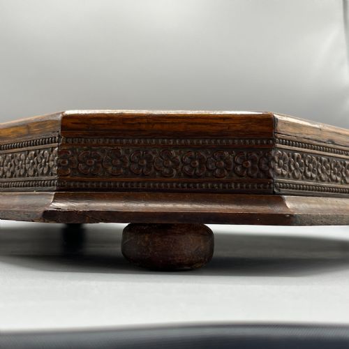LARGE OAK GALLERY FOOTED COCKTAIL DRINKS TRAY - ADDITIONAL PHOTO 19