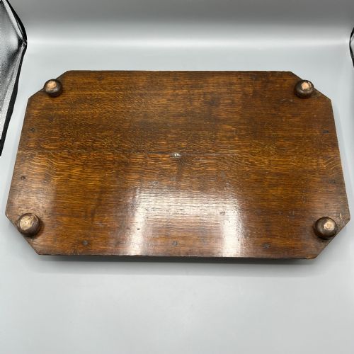 LARGE OAK GALLERY FOOTED COCKTAIL DRINKS TRAY - ADDITIONAL PHOTO 21