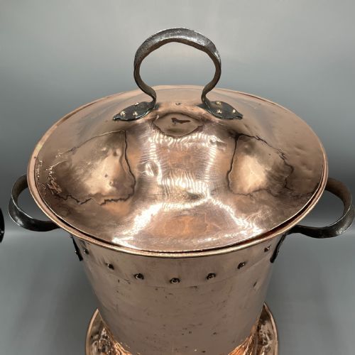 ARTS CRAFTS COPPER COAL BIN LOG BIN WITH LID - ADDITIONAL PHOTO 3
