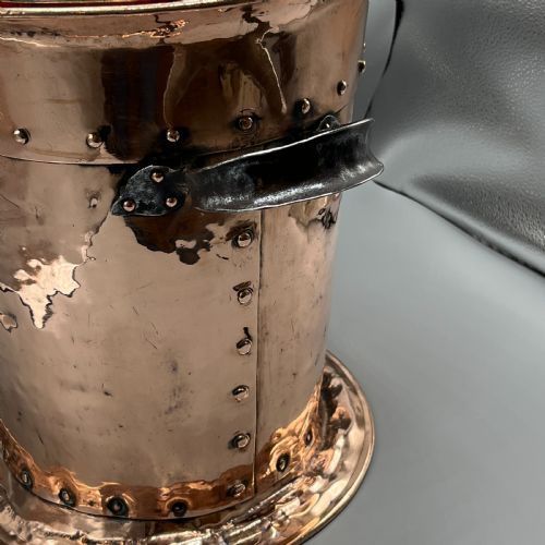ARTS CRAFTS COPPER COAL BIN LOG BIN WITH LID - ADDITIONAL PHOTO 4
