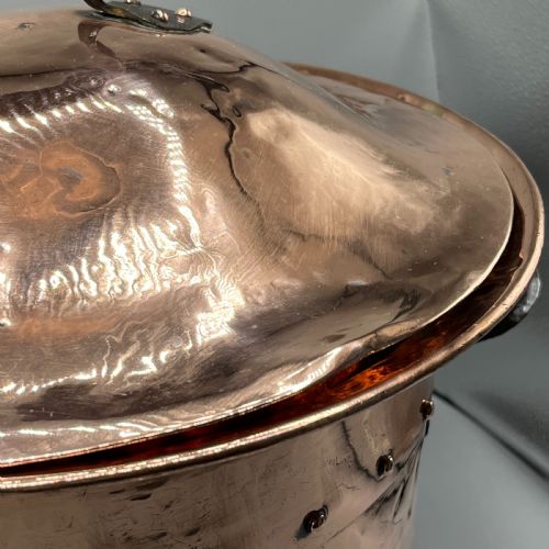 ARTS CRAFTS COPPER COAL BIN LOG BIN WITH LID - ADDITIONAL PHOTO 8