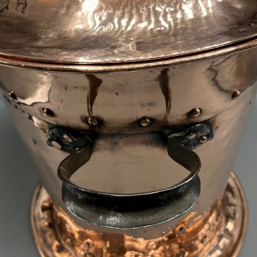 ARTS CRAFTS COPPER COAL BIN LOG BIN WITH LID - ADDITIONAL PHOTO 13
