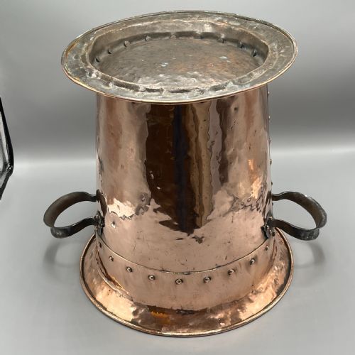 ARTS CRAFTS COPPER COAL BIN LOG BIN WITH LID - ADDITIONAL PHOTO 18
