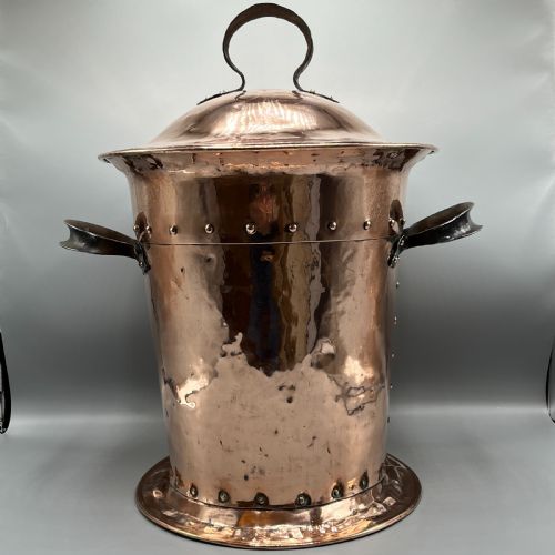 ARTS CRAFTS COPPER COAL BIN LOG BIN WITH LID - ADDITIONAL PHOTO 22